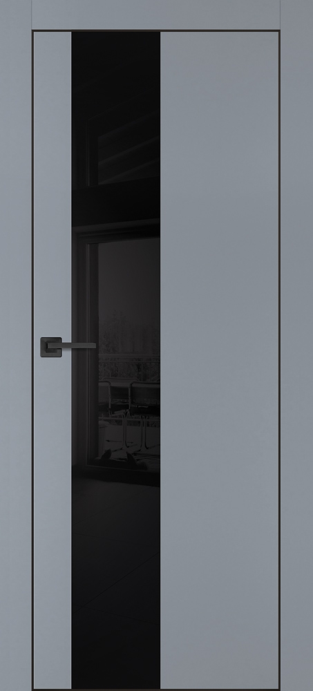 Фото Межкомнатная дверь PX-6 черная кромка с 4-х ст. Серый матовый