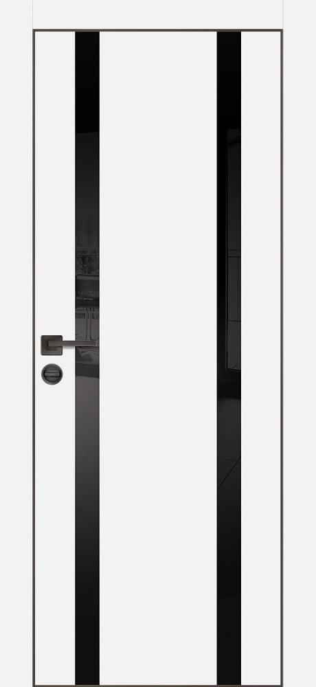 Фото Межкомнатная дверь PX-9  черная кромка с 4-х ст. Белый матовый