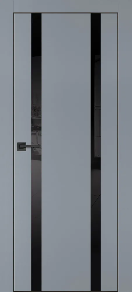 Межкомнатная дверь PX-9  черная кромка с 4-х ст. Серый матовый
