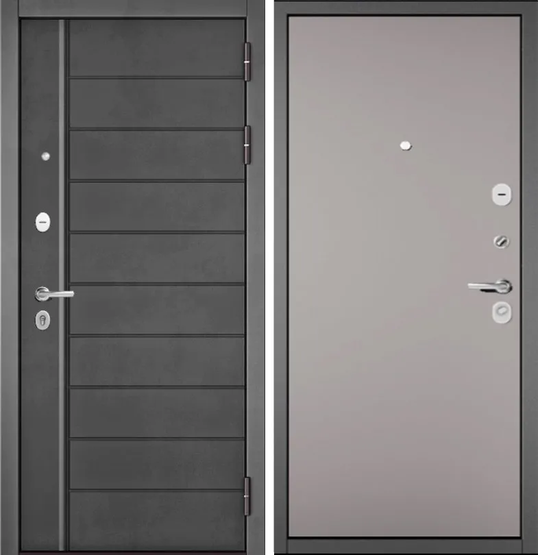 Фото Дверь Бульдорс TRUST - MASS - Р/Р Букле графит/Бетон темный -136 Фурн - ЧЕРНАЯ DIS006941